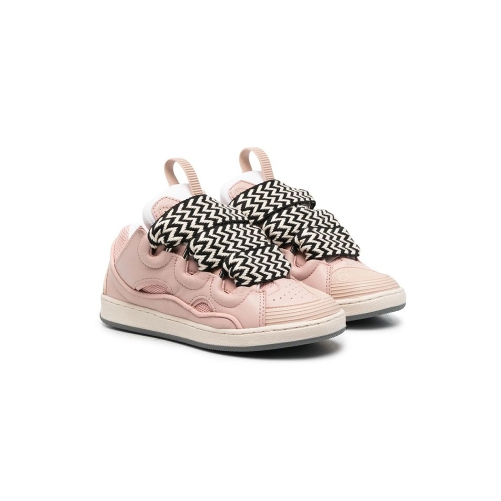 Lanvin Kids Pink Sneakers with Zigzag Laces